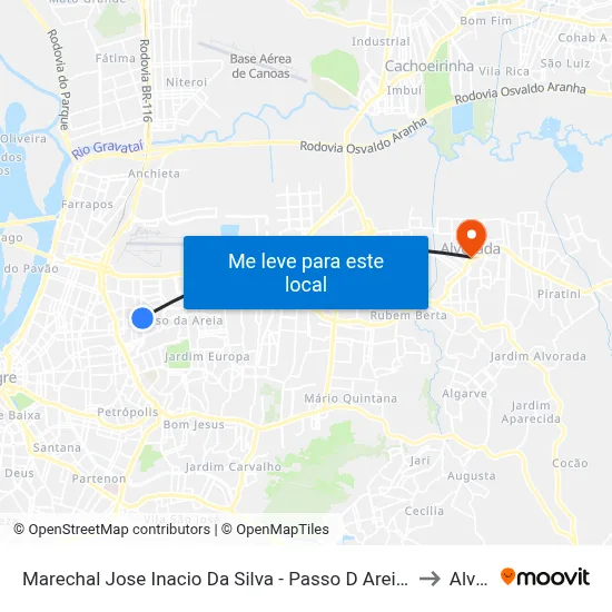 Marechal Jose Inacio Da Silva - Passo D Areia Porto Alegre - Rs 90520-280 Brasil to Alvorada map