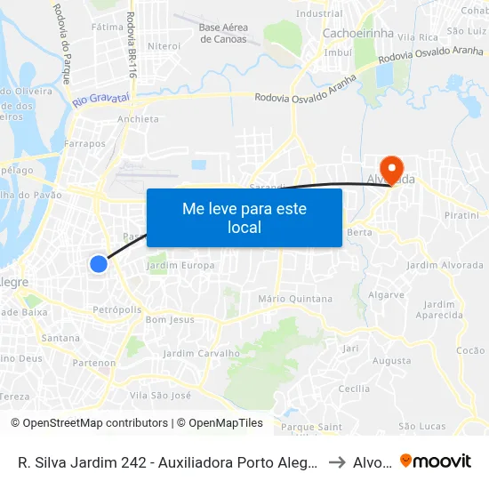 R. Silva Jardim 242 - Auxiliadora Porto Alegre - Rs 90450-070 Brasil to Alvorada map