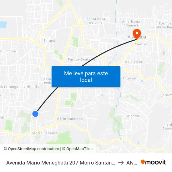 Avenida Mário Meneghetti 207 Morro Santana Porto Alegre - Rs 91260-190 Brasil to Alvorada map