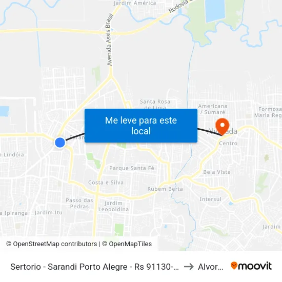Sertorio - Sarandi Porto Alegre - Rs 91130-720 Brasil to Alvorada map