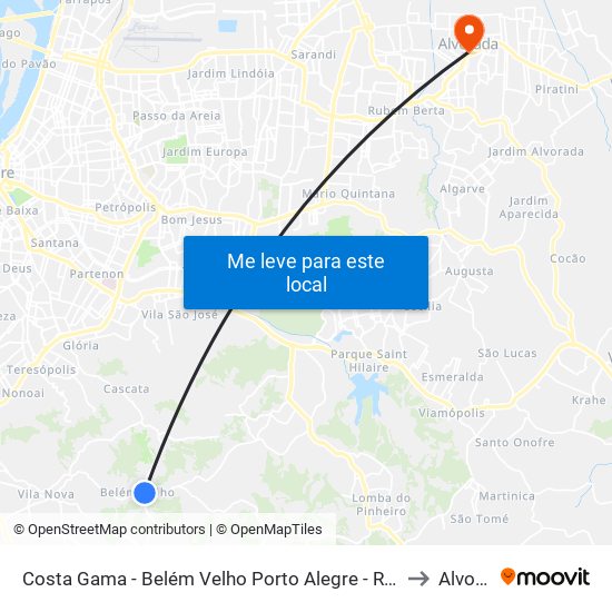 Costa Gama - Belém Velho Porto Alegre - Rs 91787-311 Brasil to Alvorada map