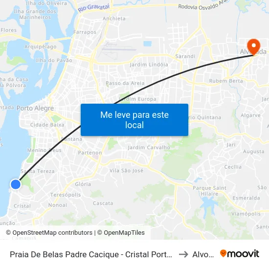 Praia De Belas Padre Cacique - Cristal Porto Alegre - Rs Brasil to Alvorada map
