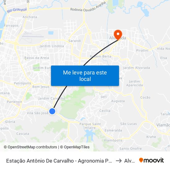 Estação Antônio De Carvalho - Agronomia Porto Alegre - Rs 90650-002 Brasil to Alvorada map