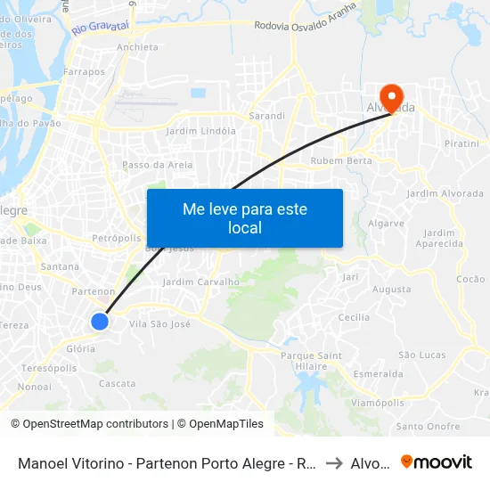 Manoel Vitorino - Partenon Porto Alegre - Rs 90680-344 Brasil to Alvorada map
