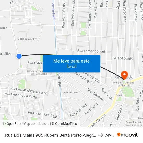 Rua Dos Maias 985 Rubem Berta Porto Alegre - Rio Grande Do Sul 91170-200 Brasil to Alvorada map