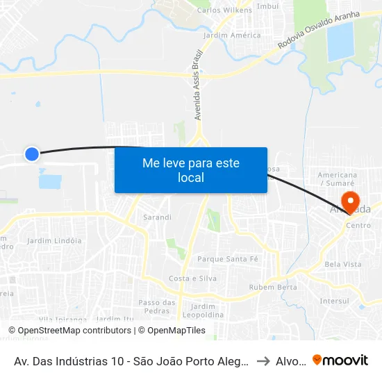 Av. Das Indústrias 10 - São João Porto Alegre - Rs 90200-290 Brasil to Alvorada map