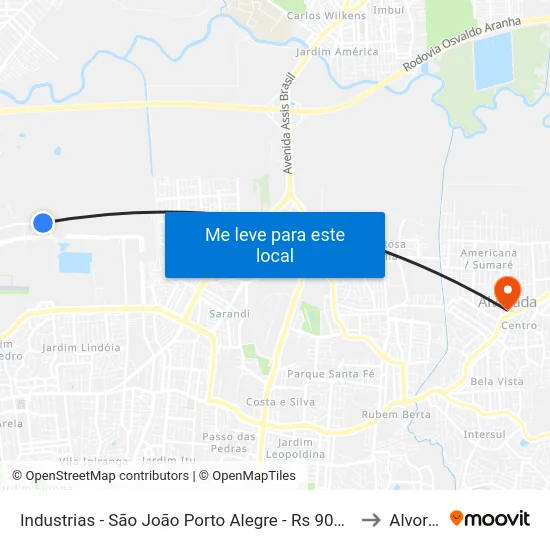 Industrias - São João Porto Alegre - Rs 90200-290 Brasil to Alvorada map