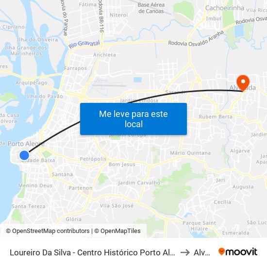 Loureiro Da Silva - Centro Histórico Porto Alegre - Rs 90050-240 Brasil to Alvorada map