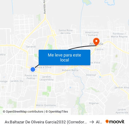 Av.Baltazar De Oliveira Garcia2032 (Corredor Bc) - Sarandi Porto Alegre - Rs 91230-300 Brasil to Alvorada map