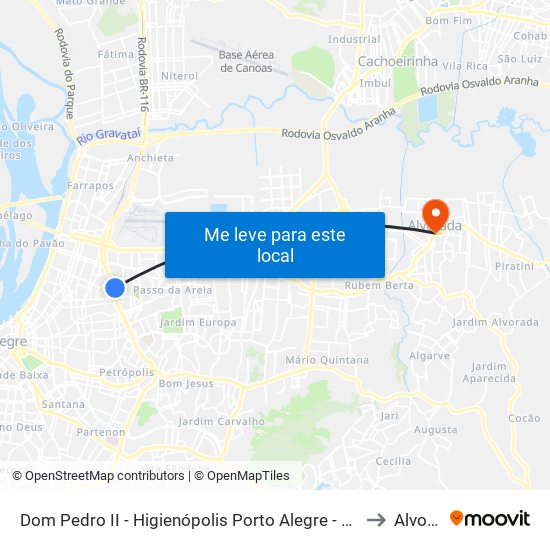 Dom Pedro II - Higienópolis Porto Alegre - Rs 90830-470 Brasil to Alvorada map