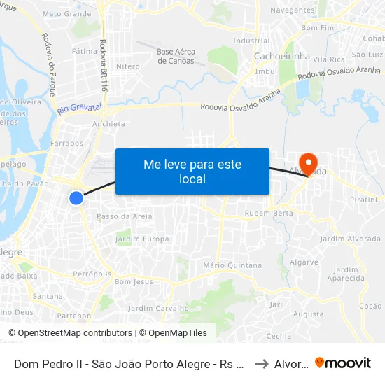 Dom Pedro II - São João Porto Alegre - Rs 90830-470 Brasil to Alvorada map