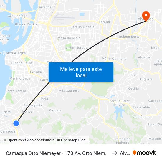 Camaqua Otto Niemeyer - 170 Av. Otto Niemeyer 3385 - Cavalhada Porto Alegre - Rs Brasil to Alvorada map
