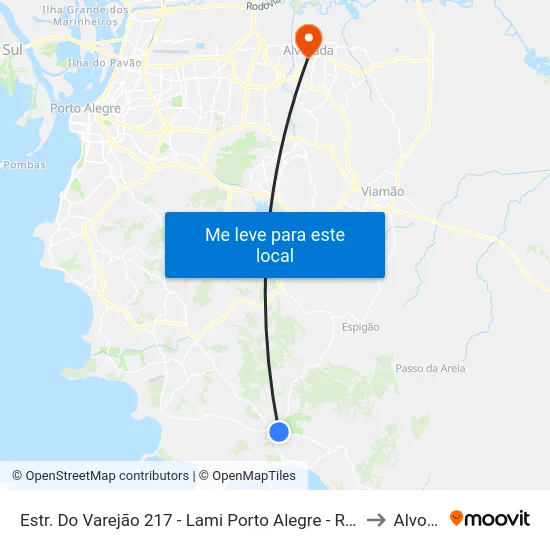Estr. Do Varejão 217 - Lami Porto Alegre - Rs 91787-170 Brasil to Alvorada map