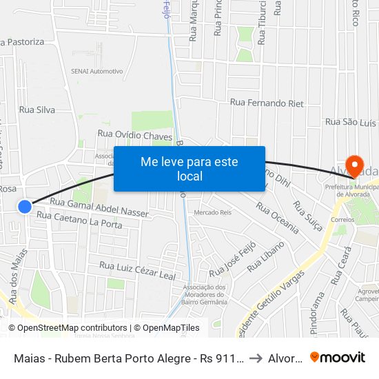 Maias - Rubem Berta Porto Alegre - Rs 91170-001 Brasil to Alvorada map