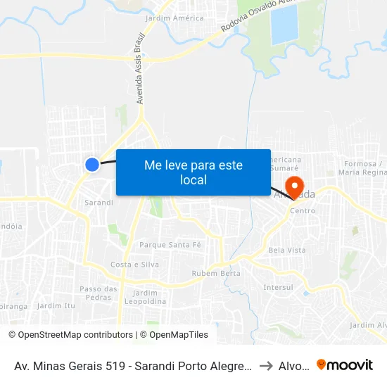 Av. Minas Gerais 519 - Sarandi Porto Alegre - Rs 91110-480 Brasil to Alvorada map