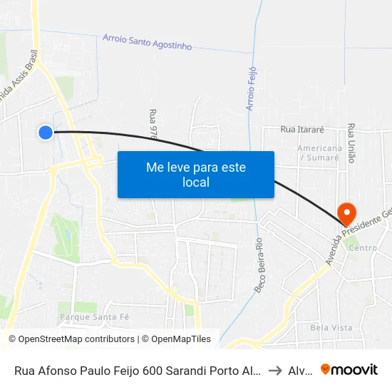 Rua Afonso Paulo Feijo 600 Sarandi Porto Alegre - Rio Grande Do Sul 90009 Brasil to Alvorada map