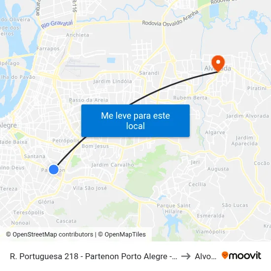 R. Portuguesa 218 - Partenon Porto Alegre - Rs 90650-120 Brasil to Alvorada map