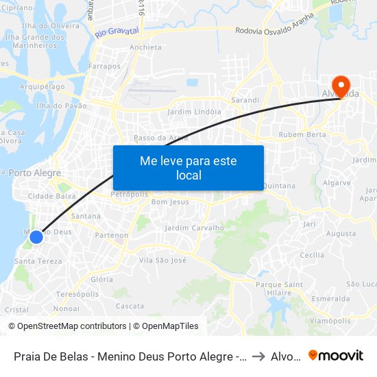 Praia De Belas - Menino Deus Porto Alegre - Rs 90870-020 Brasil to Alvorada map