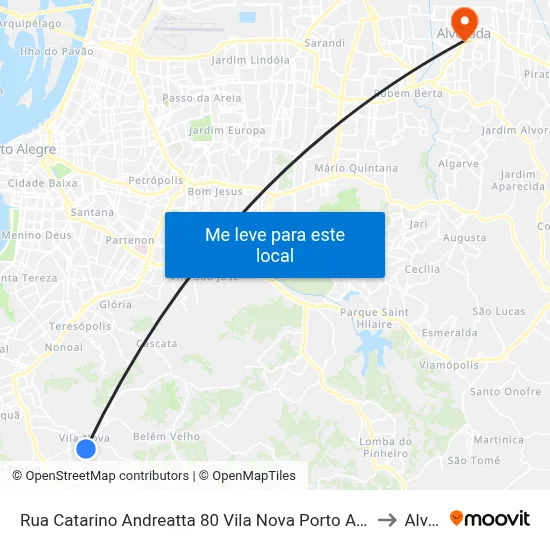 Rua Catarino Andreatta 80 Vila Nova Porto Alegre - Rio Grande Do Sul 91750 Brasil to Alvorada map