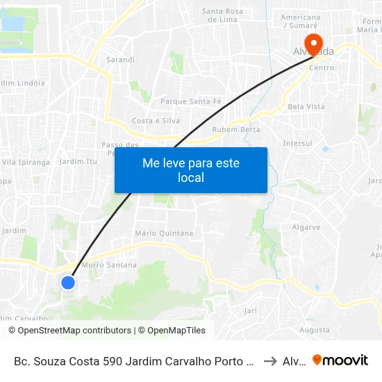 Bc. Souza Costa 590 Jardim Carvalho Porto Alegre - Rio Grande Do Sul 91450-140 Brasil to Alvorada map