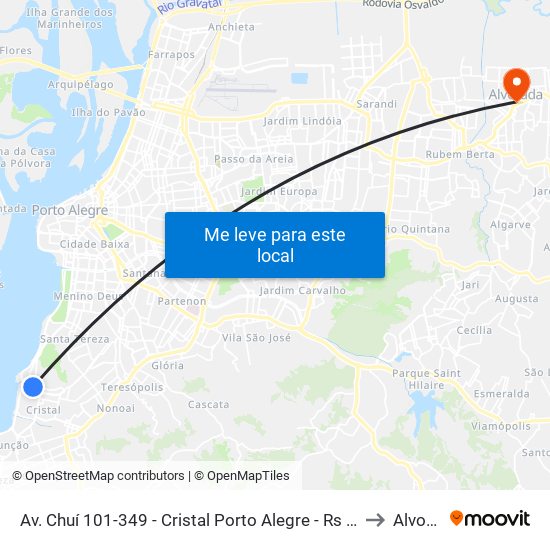 Av. Chuí 101-349 - Cristal Porto Alegre - Rs 90820-080 Brasil to Alvorada map