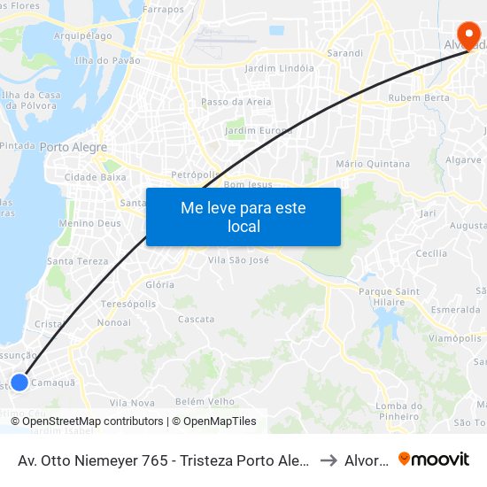 Av. Otto Niemeyer 765 - Tristeza Porto Alegre - Rs Brasil to Alvorada map