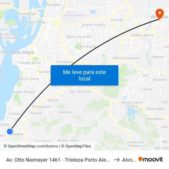 Av. Otto Niemeyer 1461 - Tristeza Porto Alegre - Rs 91910-001 Brasil to Alvorada map