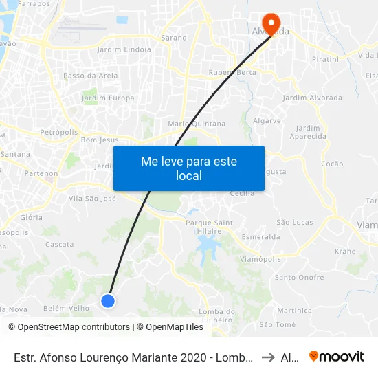 Estr. Afonso Lourenço Mariante 2020 - Lomba Do Pinheiro Porto Alegre - Rs 91550-671 Brasil to Alvorada map