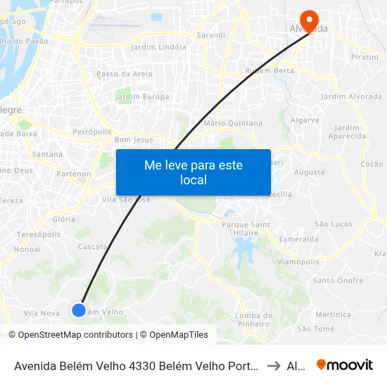 Avenida Belém Velho 4330 Belém Velho Porto Alegre - Rio Grande Do Sul 91740-810 Brasil to Alvorada map