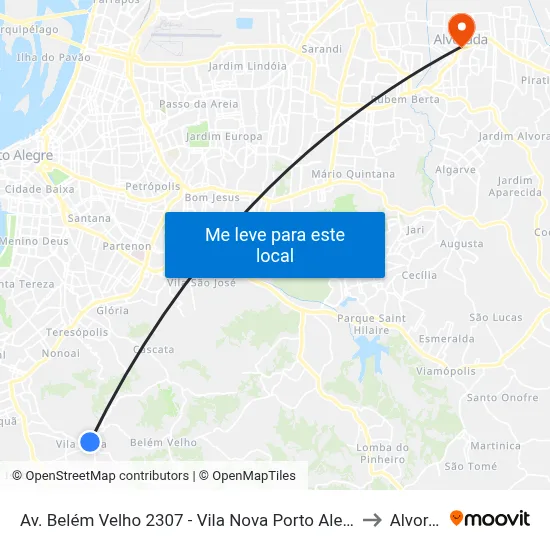 Av. Belém Velho 2307 - Vila Nova Porto Alegre - Rs Brasil to Alvorada map