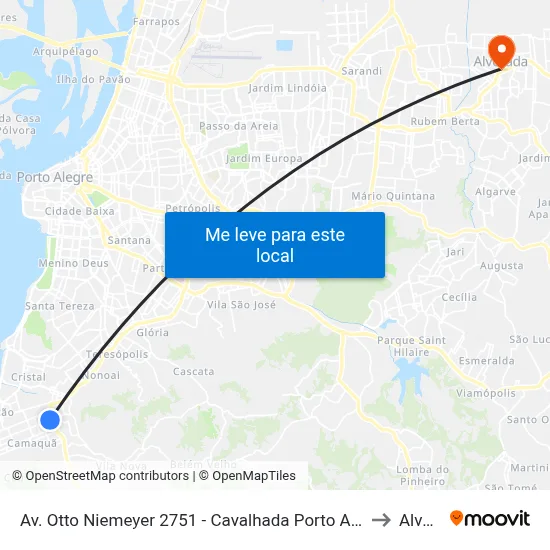 Av. Otto Niemeyer 2751 - Cavalhada Porto Alegre - Rs 91910-001 Brasil to Alvorada map