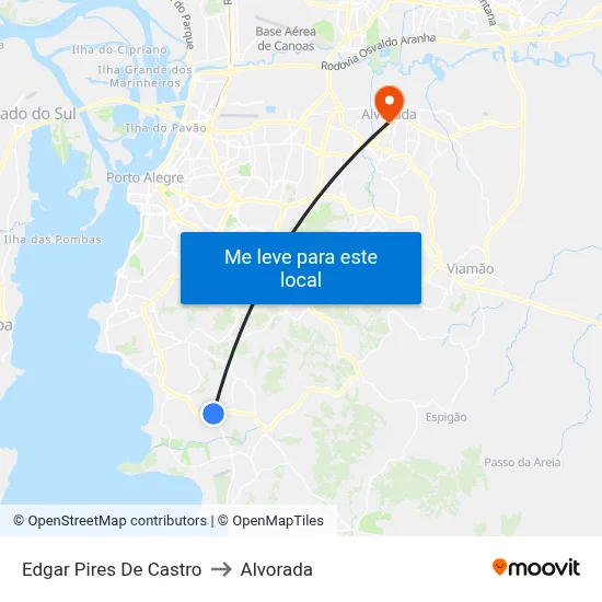 Edgar Pires De Castro to Alvorada map