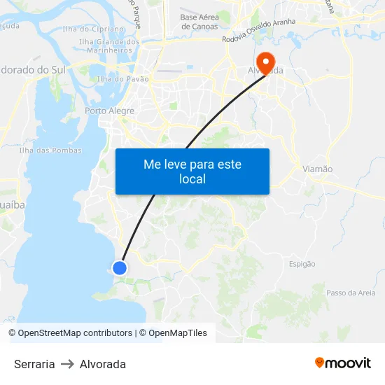 Serraria to Alvorada map