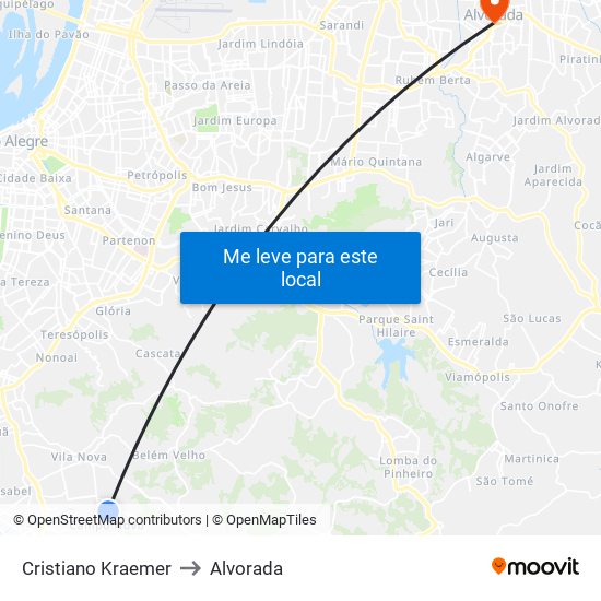 Cristiano Kraemer to Alvorada map