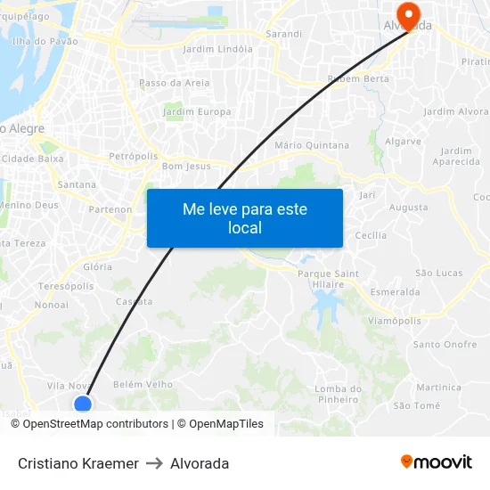 Cristiano Kraemer to Alvorada map