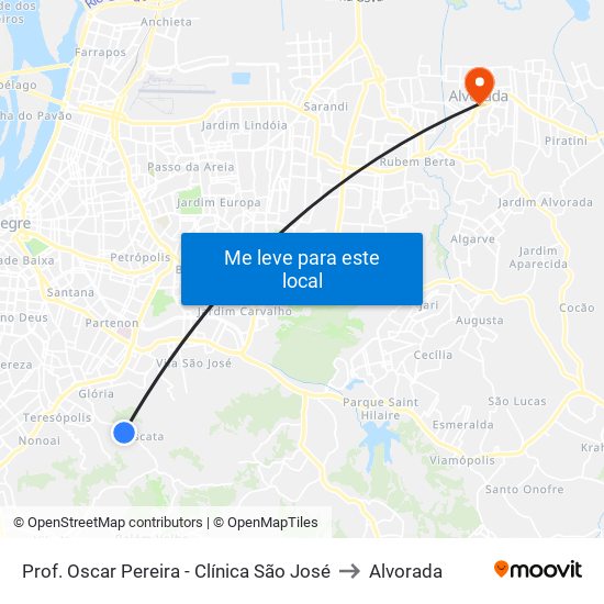 Prof. Oscar Pereira - Clínica São José to Alvorada map