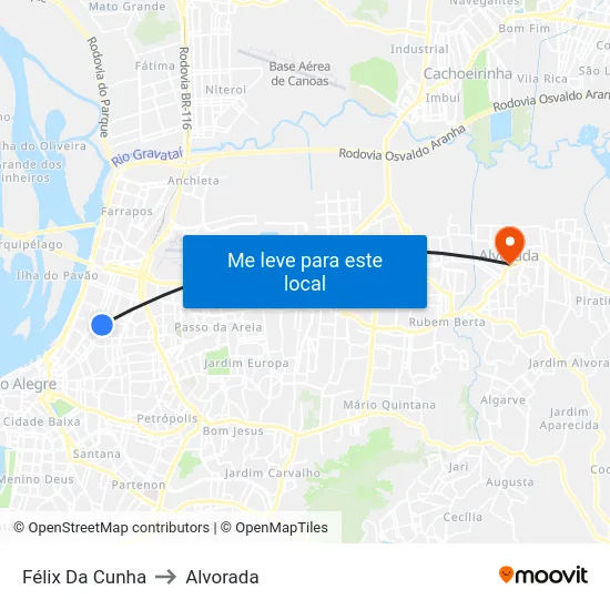 Félix Da Cunha to Alvorada map