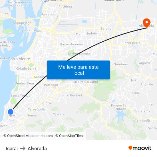 Icaraí to Alvorada map