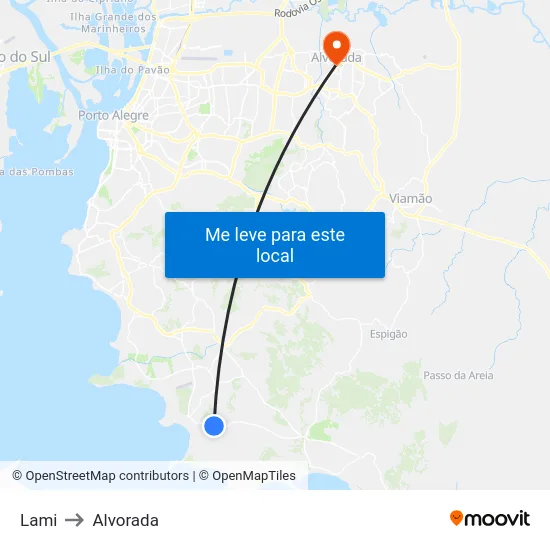 Lami to Alvorada map