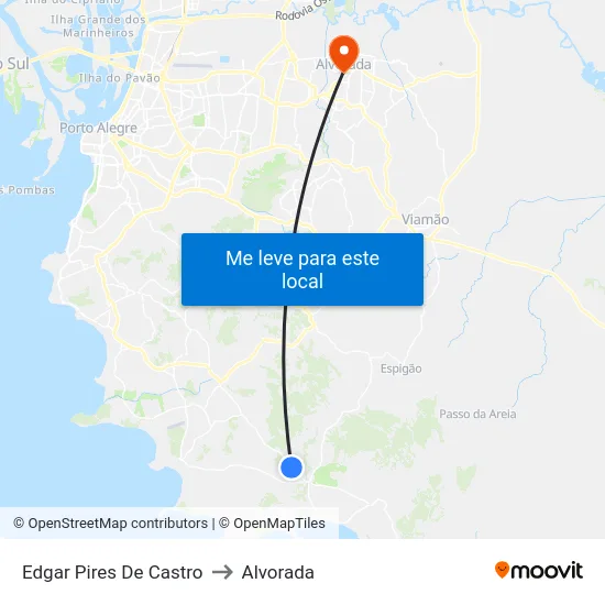 Edgar Pires De Castro to Alvorada map