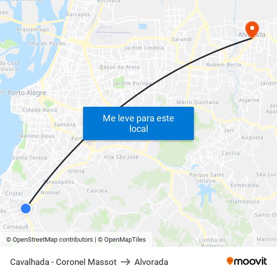 Cavalhada - Coronel Massot to Alvorada map