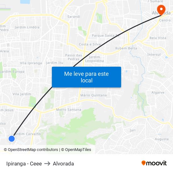 Ipiranga - Ceee to Alvorada map