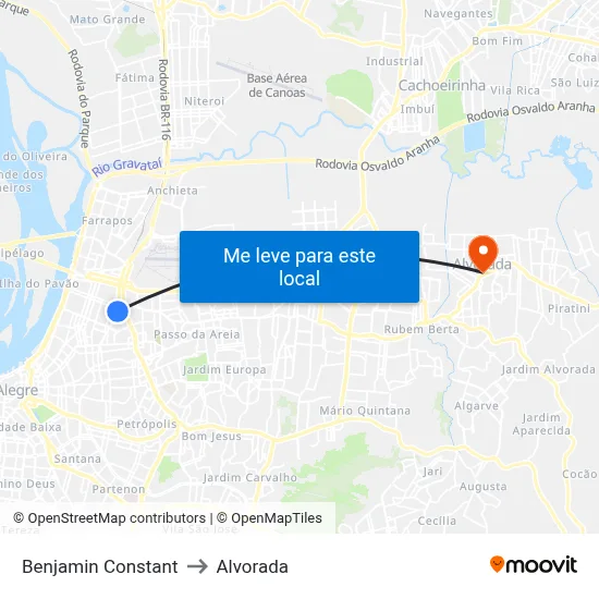 Benjamin Constant to Alvorada map