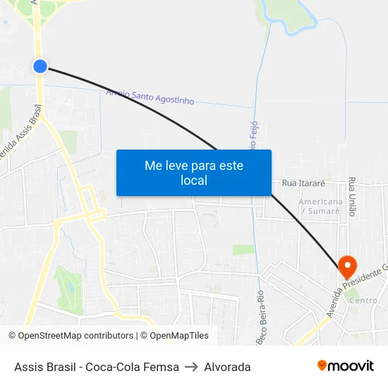 Assis Brasil - Coca-Cola Femsa to Alvorada map