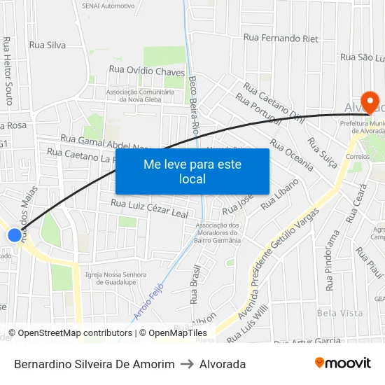 Bernardino Silveira De Amorim to Alvorada map