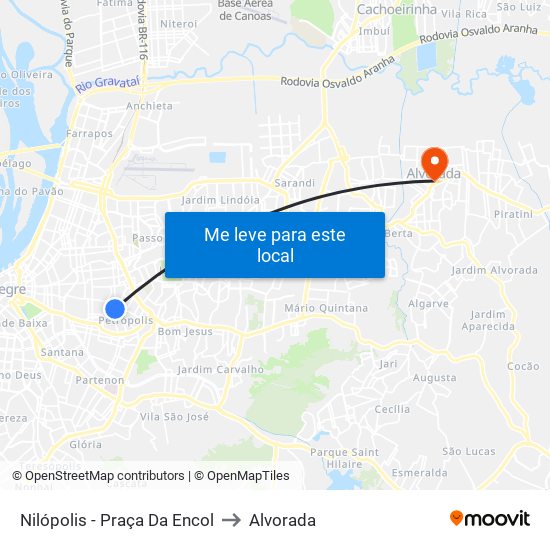 Nilópolis - Praça Da Encol to Alvorada map