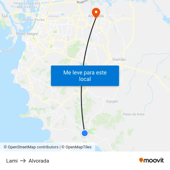 Lami to Alvorada map