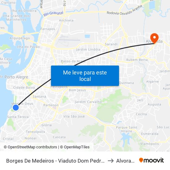 Borges De Medeiros - Viaduto Dom Pedro I to Alvorada map