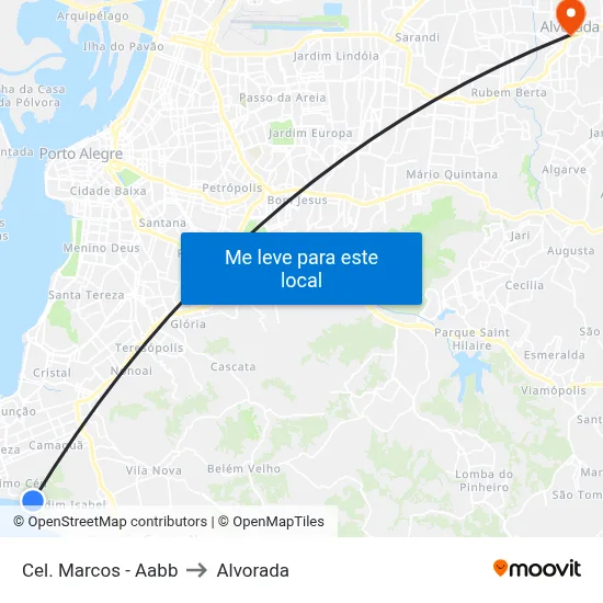 Cel. Marcos - Aabb to Alvorada map