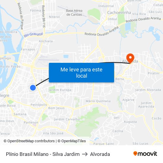 Plínio Brasil Milano - Silva Jardim to Alvorada map